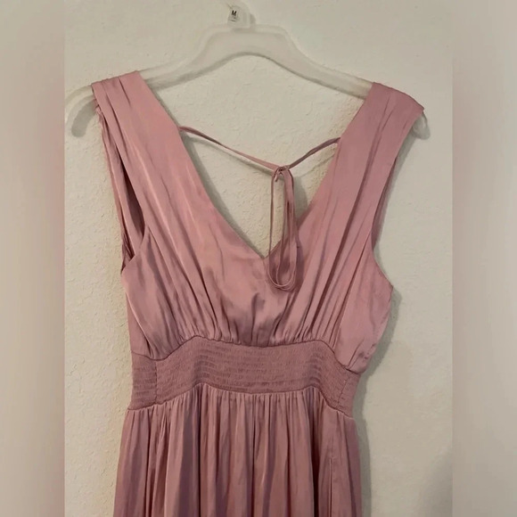 Old Navy bergamot satin waist defined tie back maxi dress with side slit size XS - Picture 10 of 10